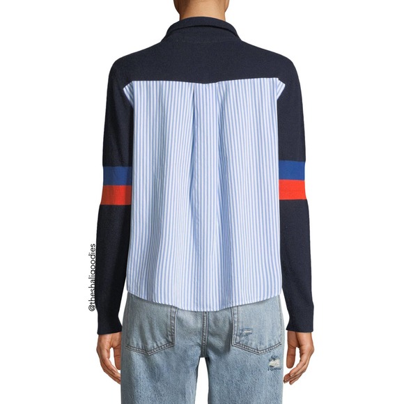 KULE The Rainey Cashmere Top Navy Striped Cashmere Sweater - Picture 3 of 7